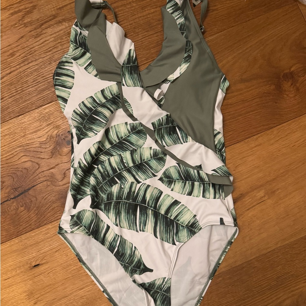 Leaf Print One-Piece Swimsuit